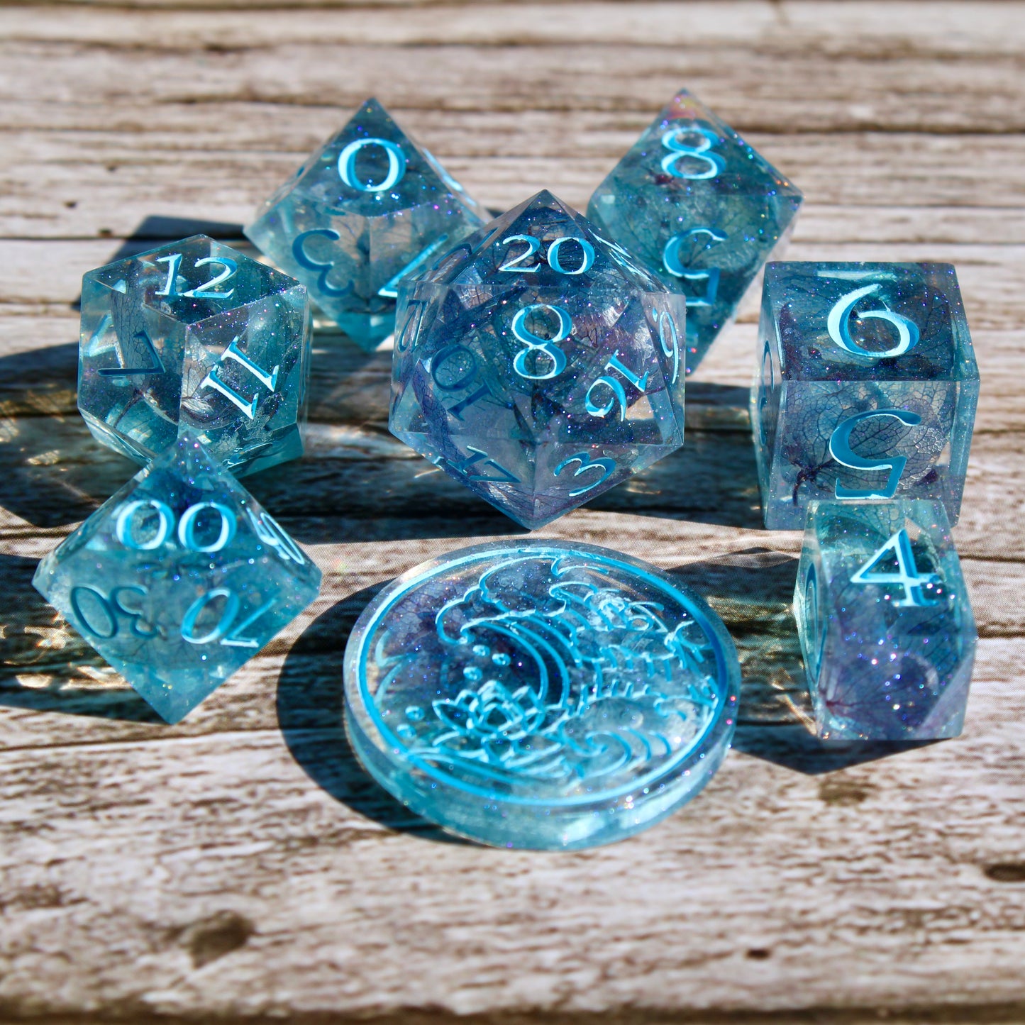 Blue Hydrangea Dice Set
