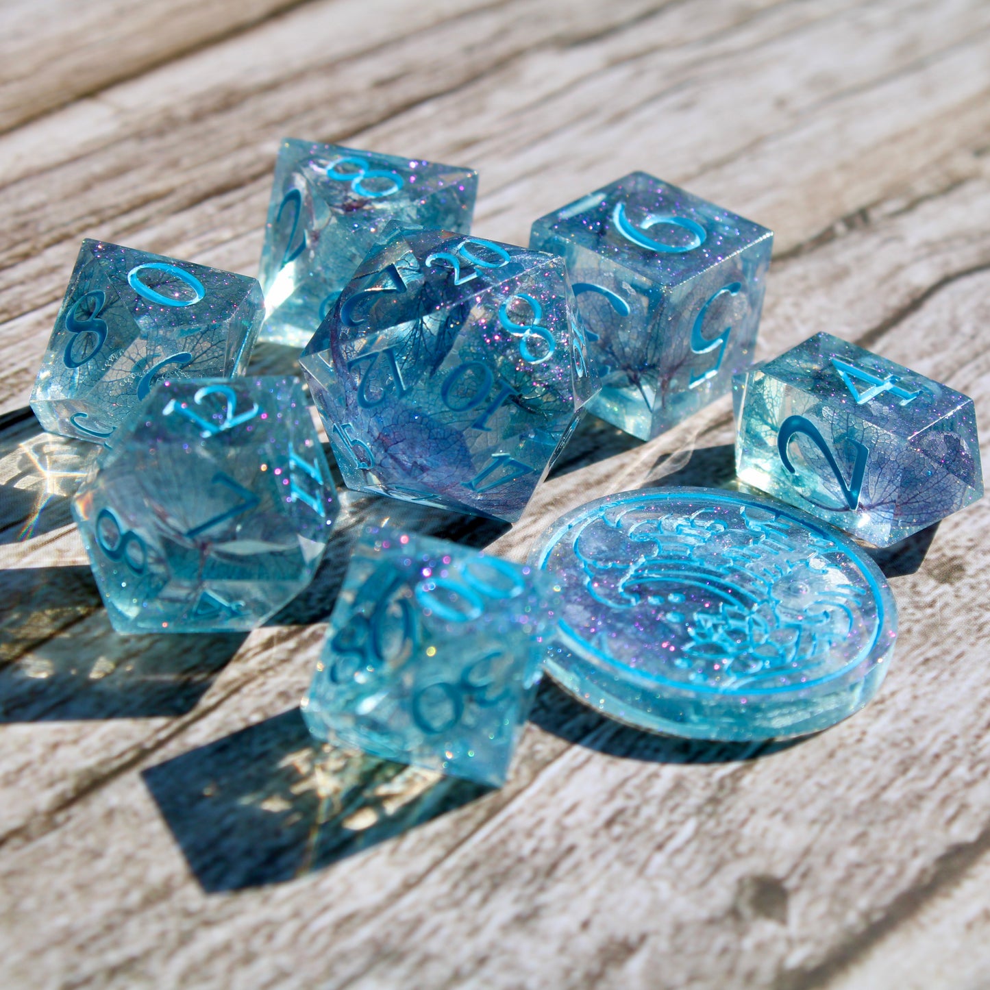Blue Hydrangea Dice Set