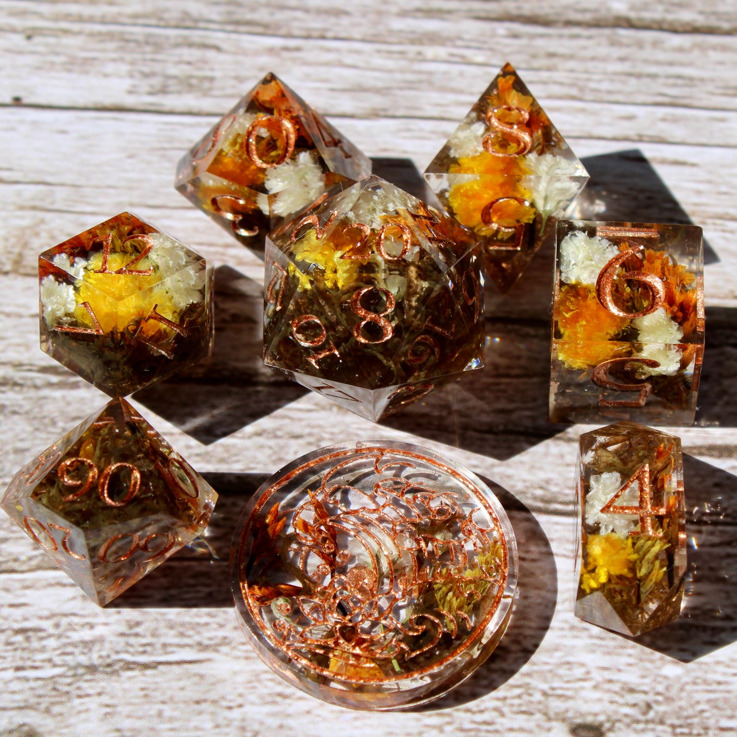 Autumn Flower Dice Set