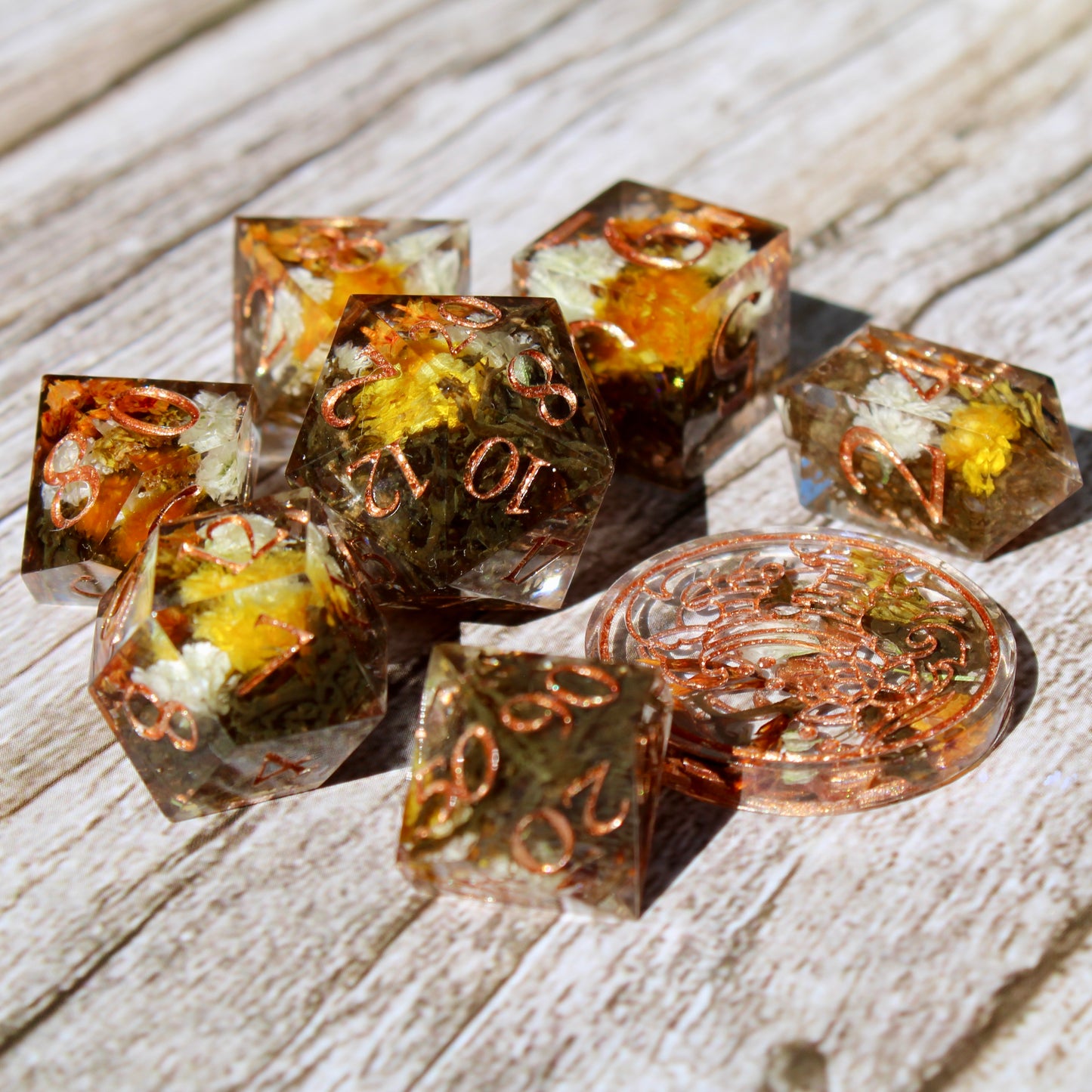 Autumn Flower Dice Set