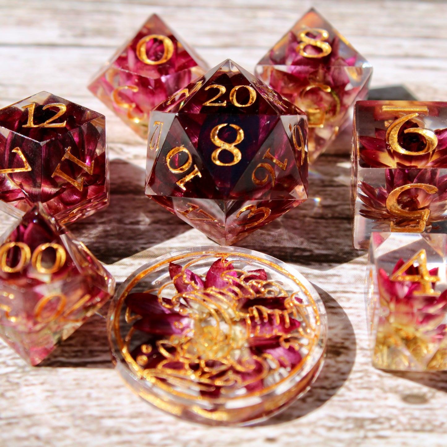 Purple Just Flowers Dice Set