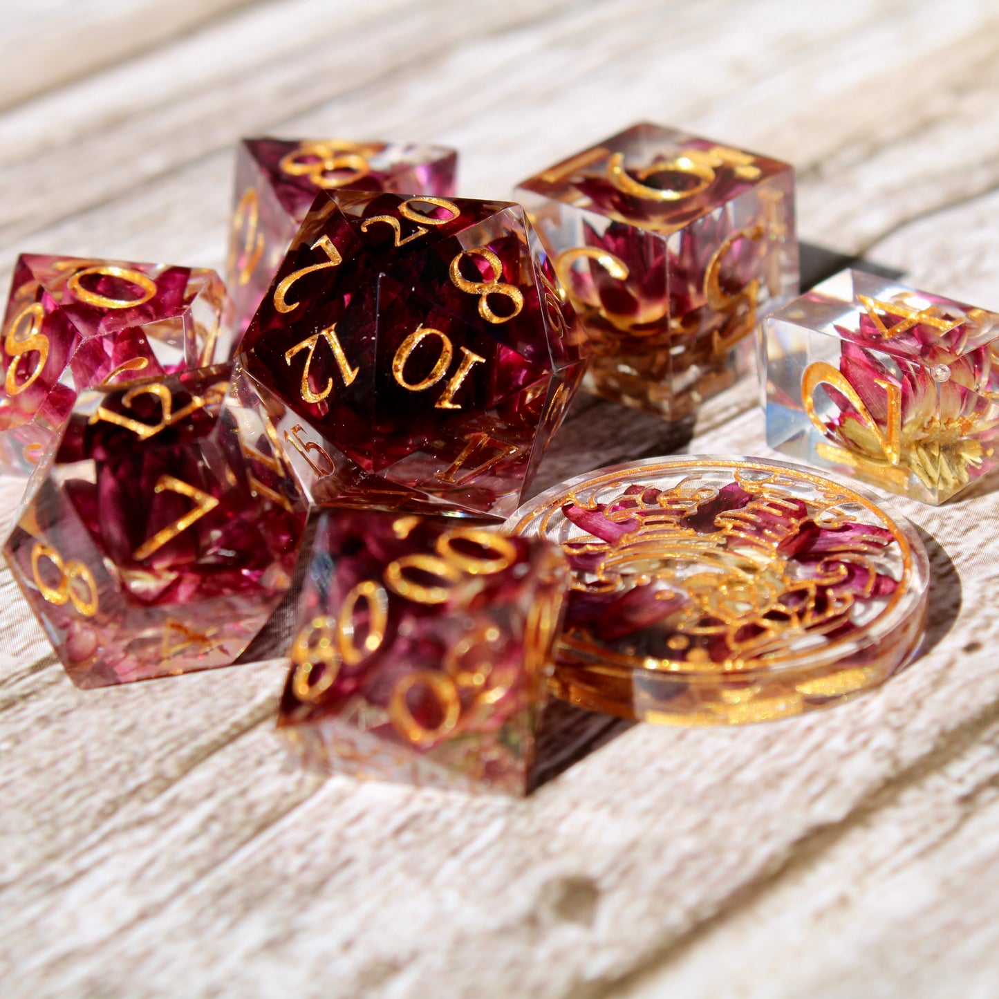 Purple Just Flowers Dice Set