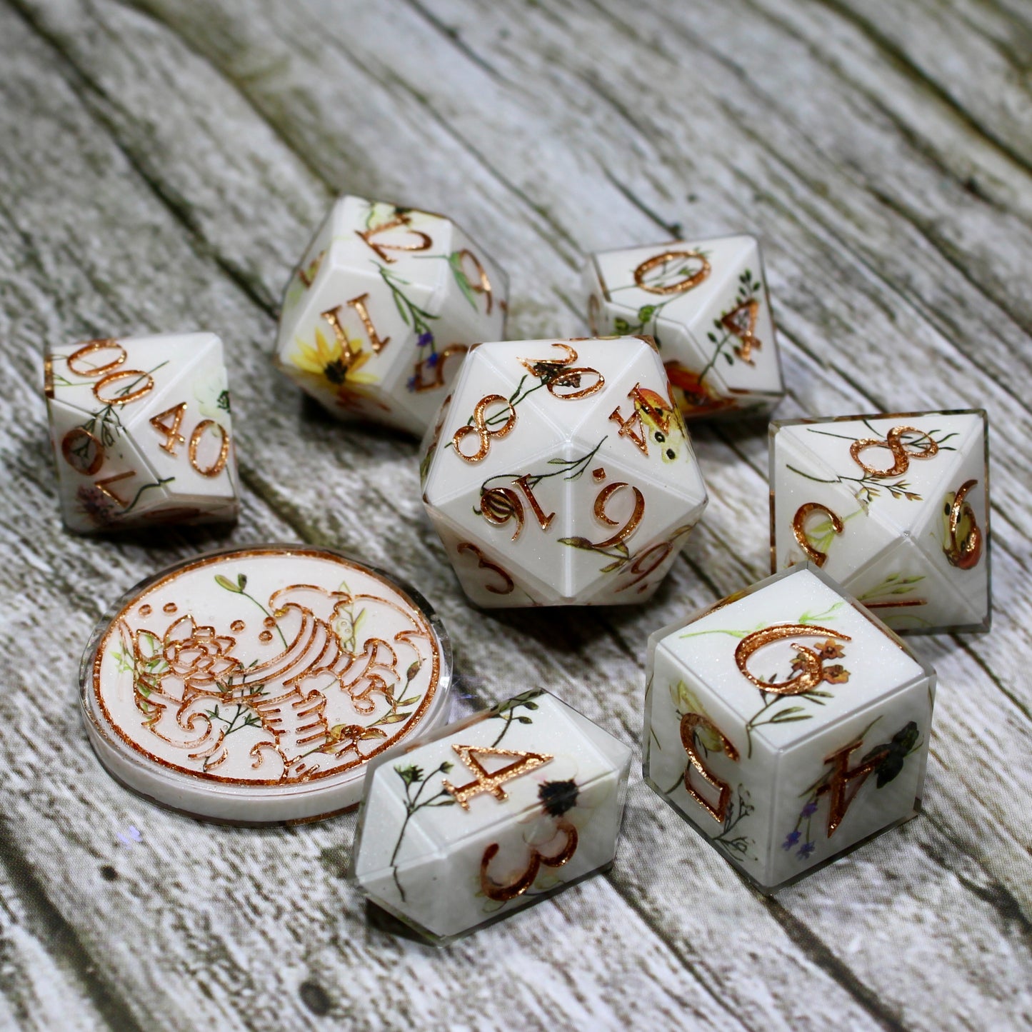 Autumn Graphic Flowers Dice Set